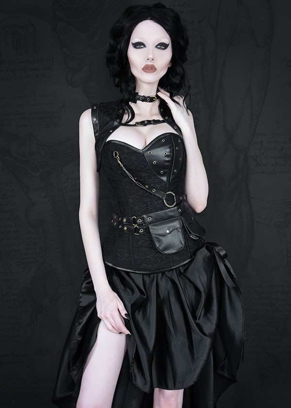Black Lace Steampunk Dresses Lace Burleska Vittoriano Goth Gotico Corsetto N65 Ruffled The Art