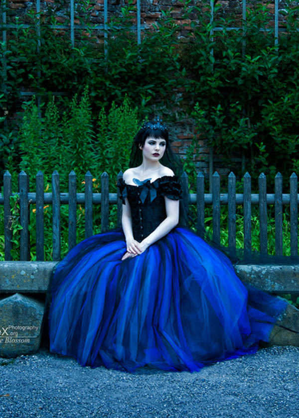 blue gothic prom dresses