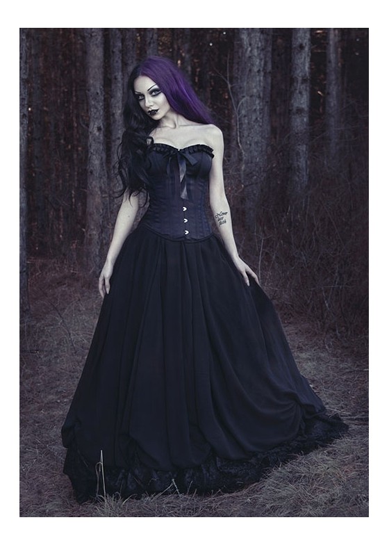 Black Gothic Long Prom Dress D1038 - D-RoseBlooming